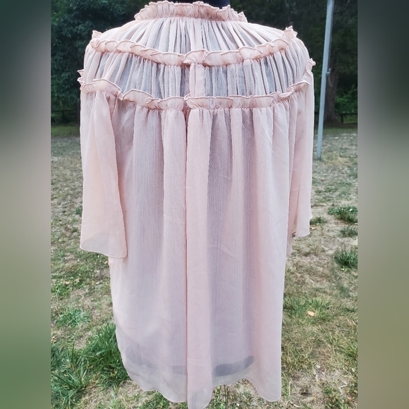 ZARA ruffle blouse large blush short sleeved top Sz Small blushpink - Picture 8 of 14